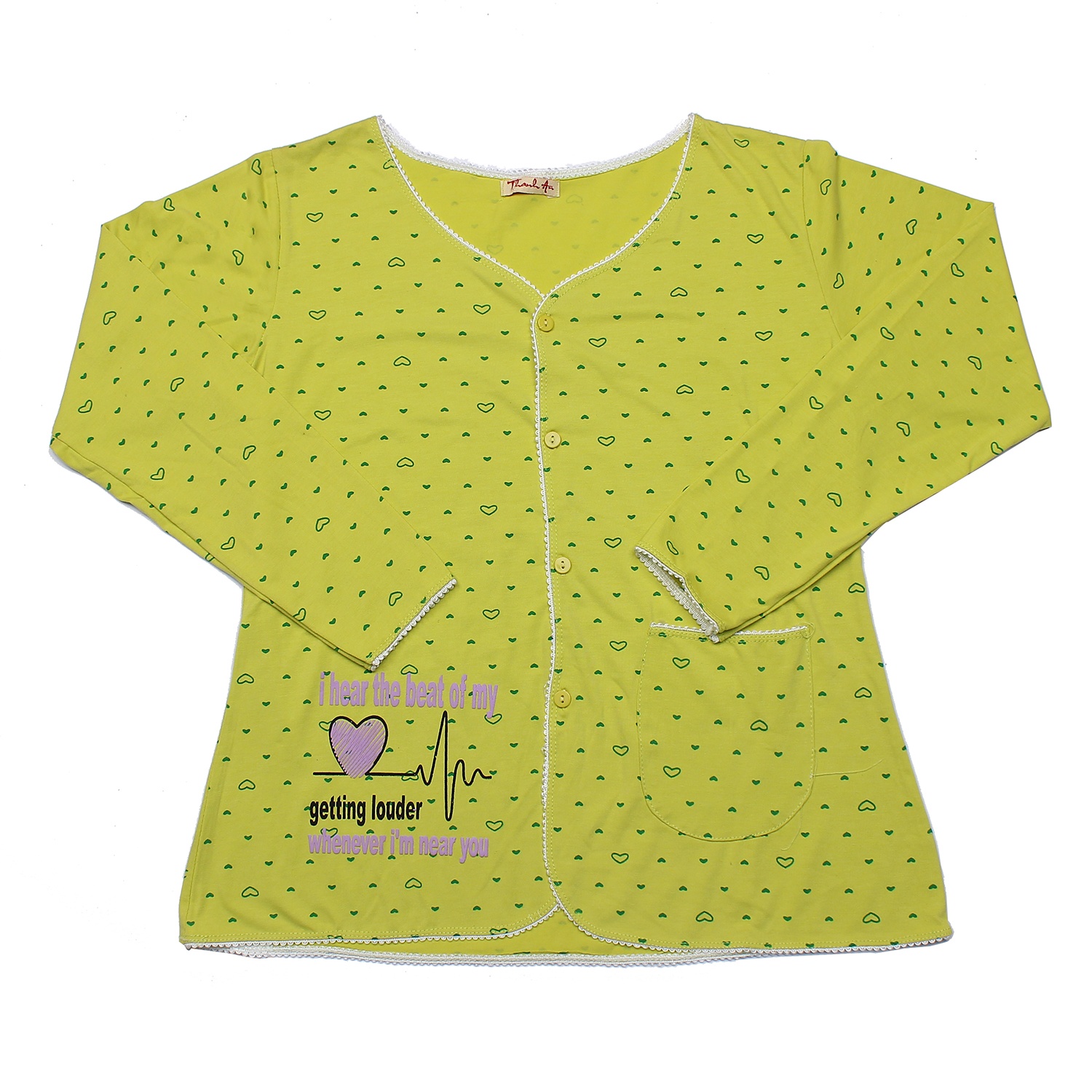 Bộ quần áo sau sinh cho mẹ cúc giữa cổ tim hình 1