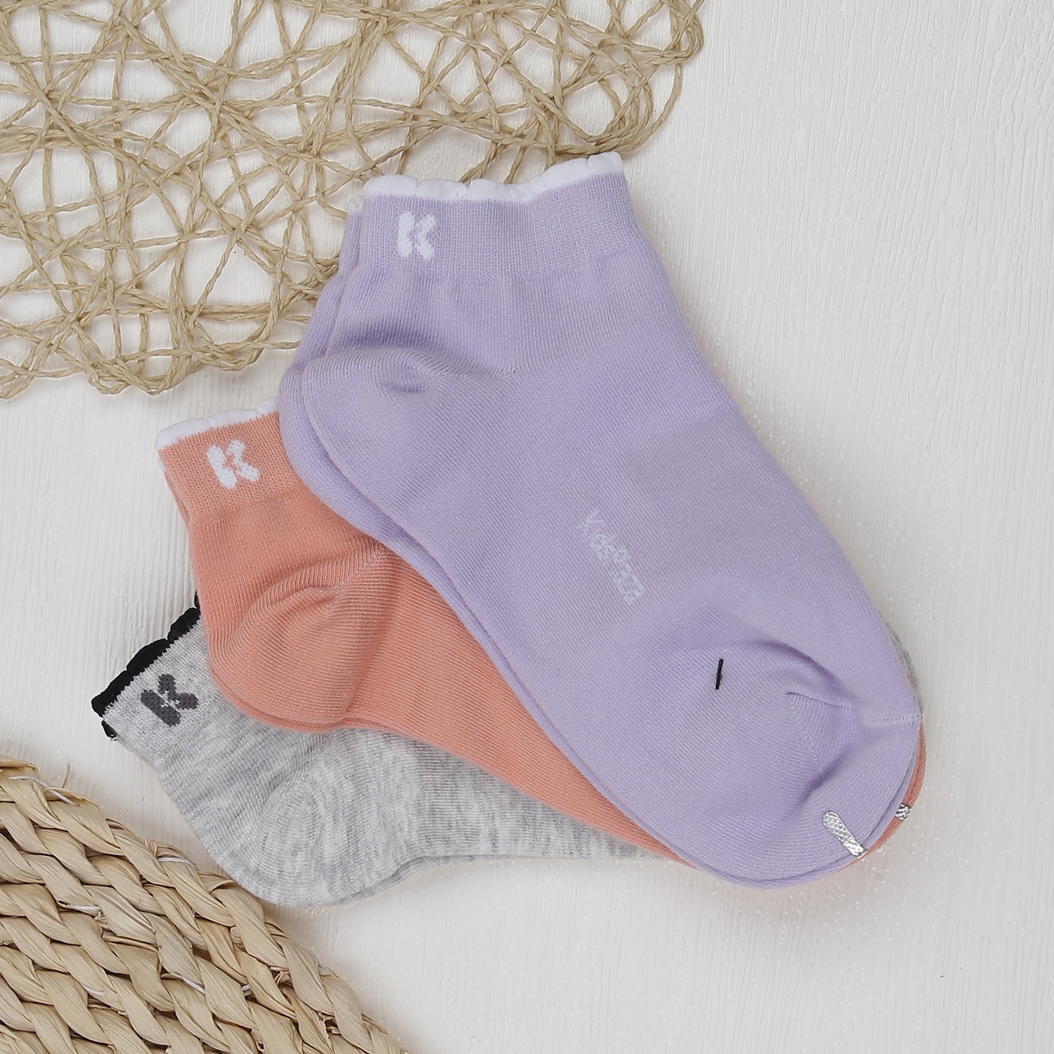 Set 3 tất cho mẹ KidsPlaza chữ K DK23D (Cam-tím-ghi) hình 1