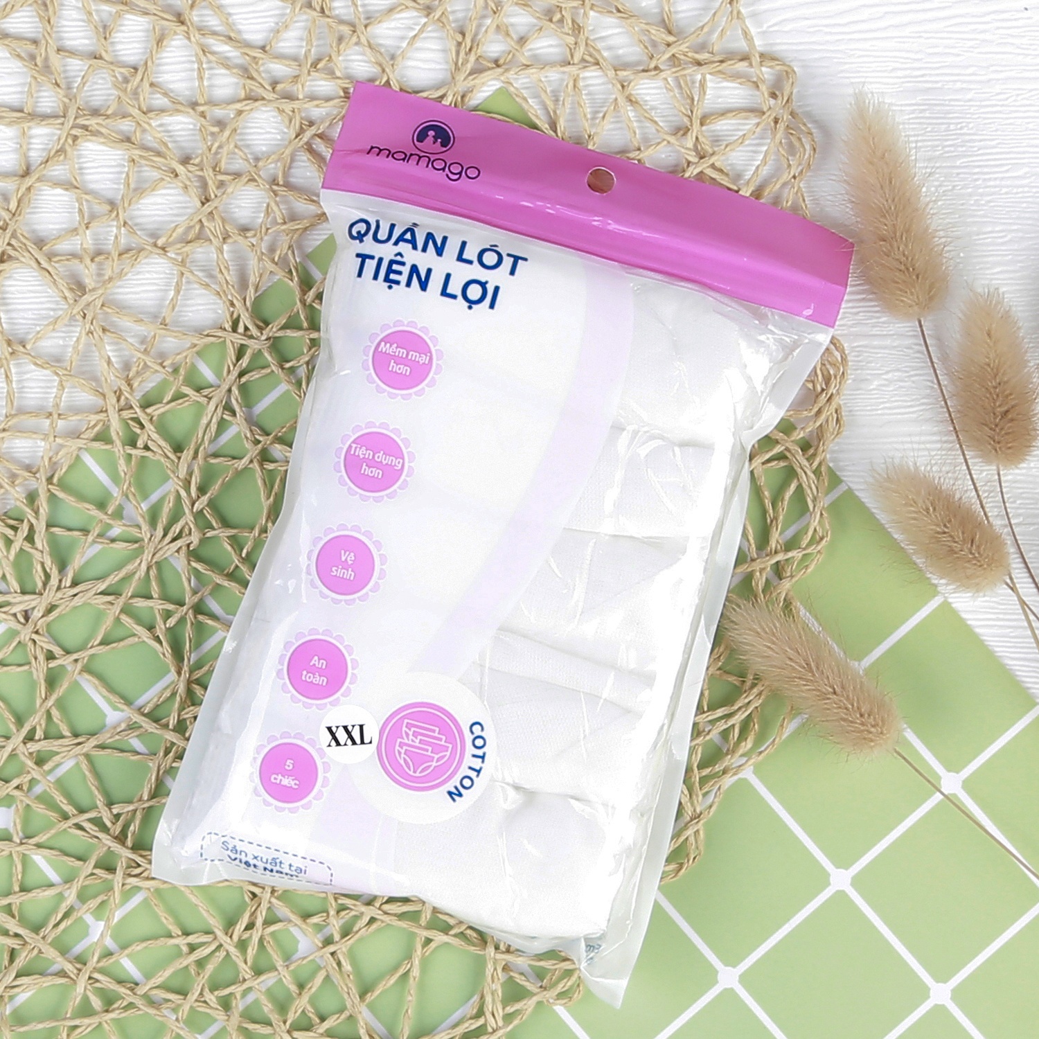 Set 5 quần lót tiện lợi Mamago cotton size XXL hình 1