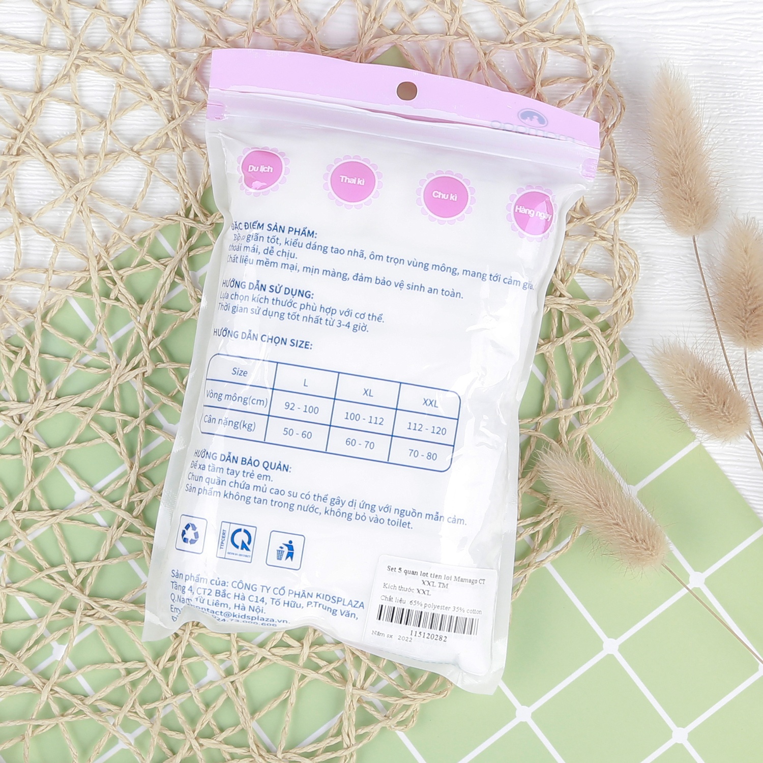 Set 5 quần lót tiện lợi Mamago cotton size XXL hình 2