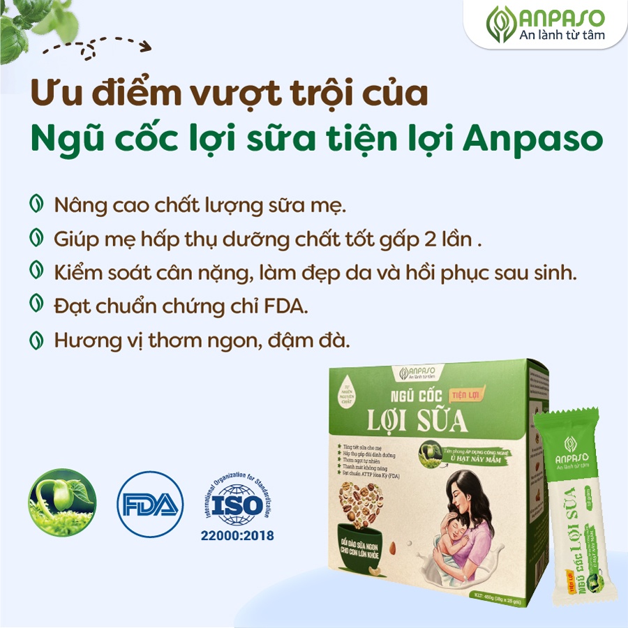 Ngũ cốc lợi sữa Anpaso hộp 450g hình 3