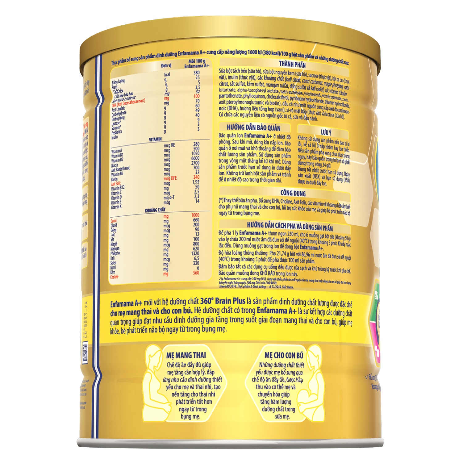 Thành phần sữa bầu cho mẹ Enfamama A+ Chocolate 870g Sữa bầu cho mẹ Enfamama A+ Chocolate 830g hình 3