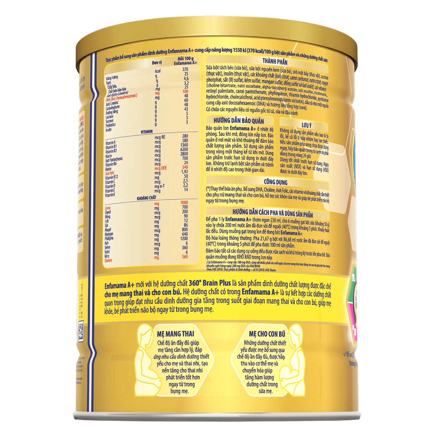 Sữa bầu Enfamama A+ Vanilla hộp 830g hình 3