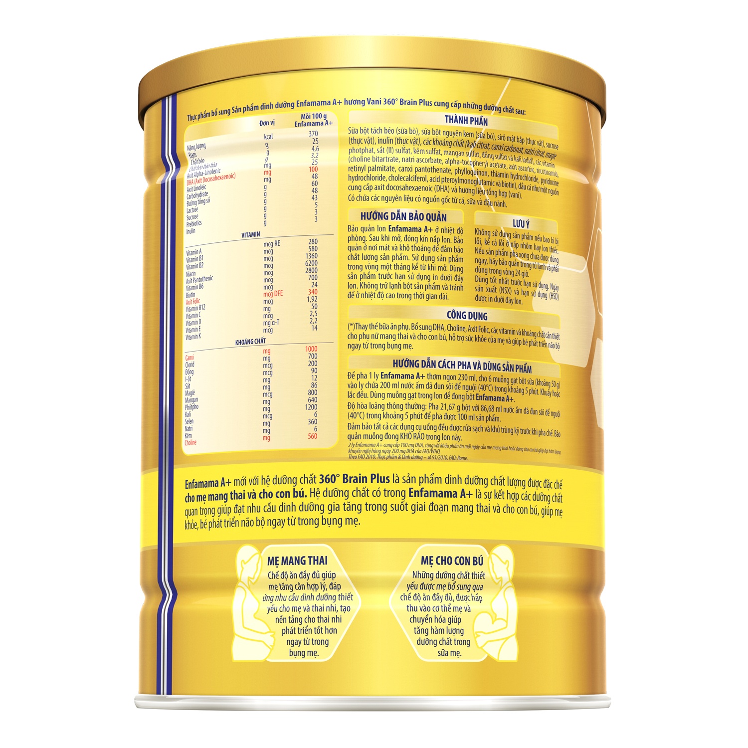 Sữa bầu Enfamama A+ Vanilla hộp 830g hình 4