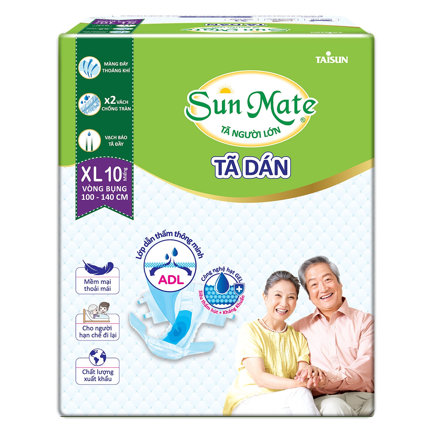  Bỉm - Tã dán người lớn Sunmate size XL 10 miếng hình 2