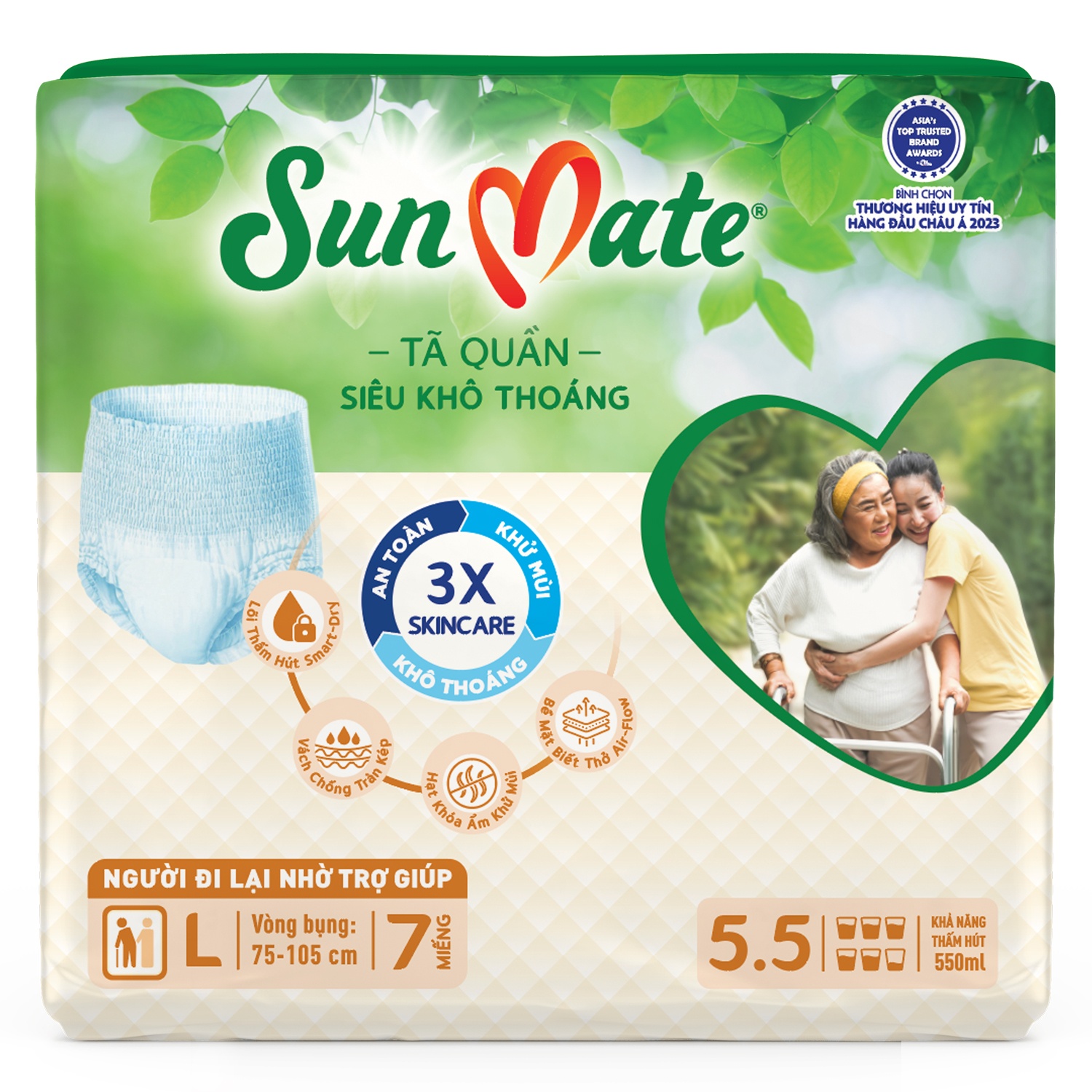 Bỉm - Tã quần người lớn Sunmate size L 7 miếng - Bao bì mới