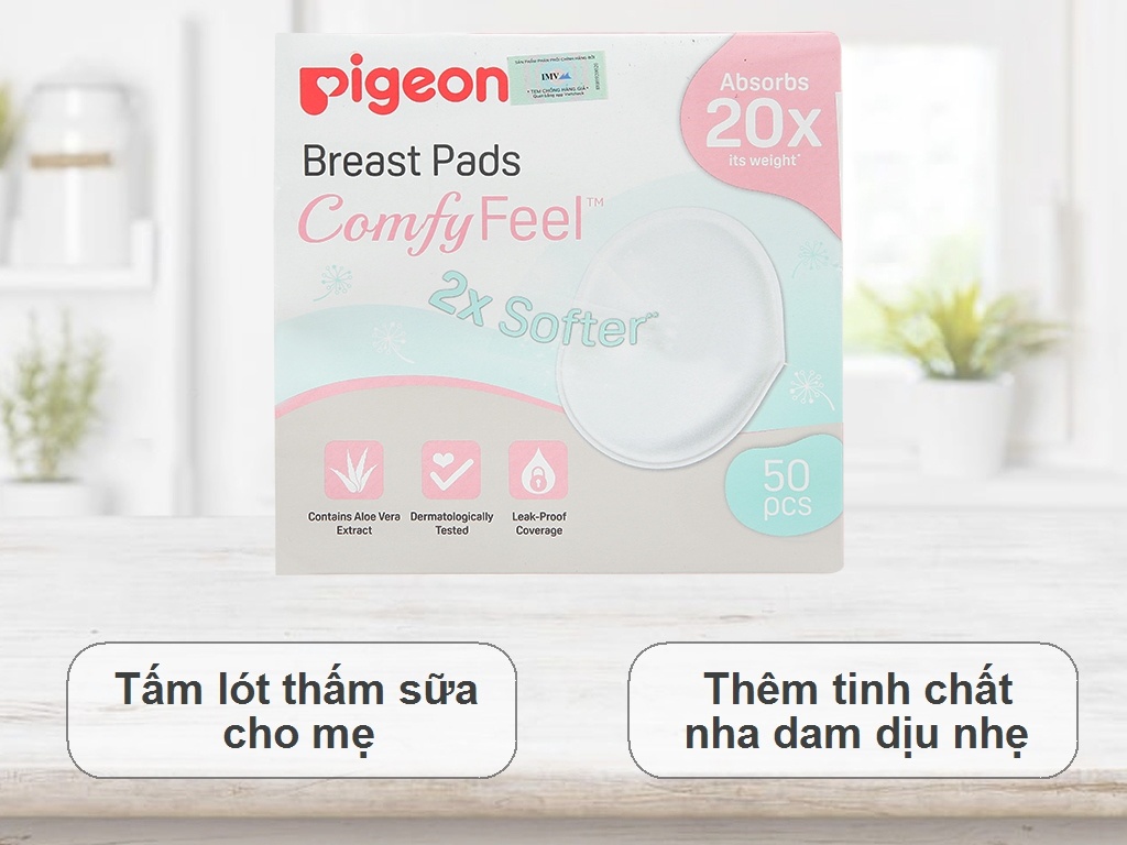 Tấm lót thấm sữa Pigeon nha đam 50pcs hình 3