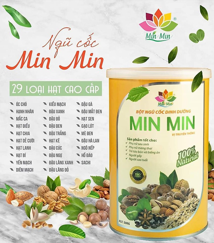Bột ngũ cốc lợi sữa Min Min 500g cho mẹ bầu và sau hình 2