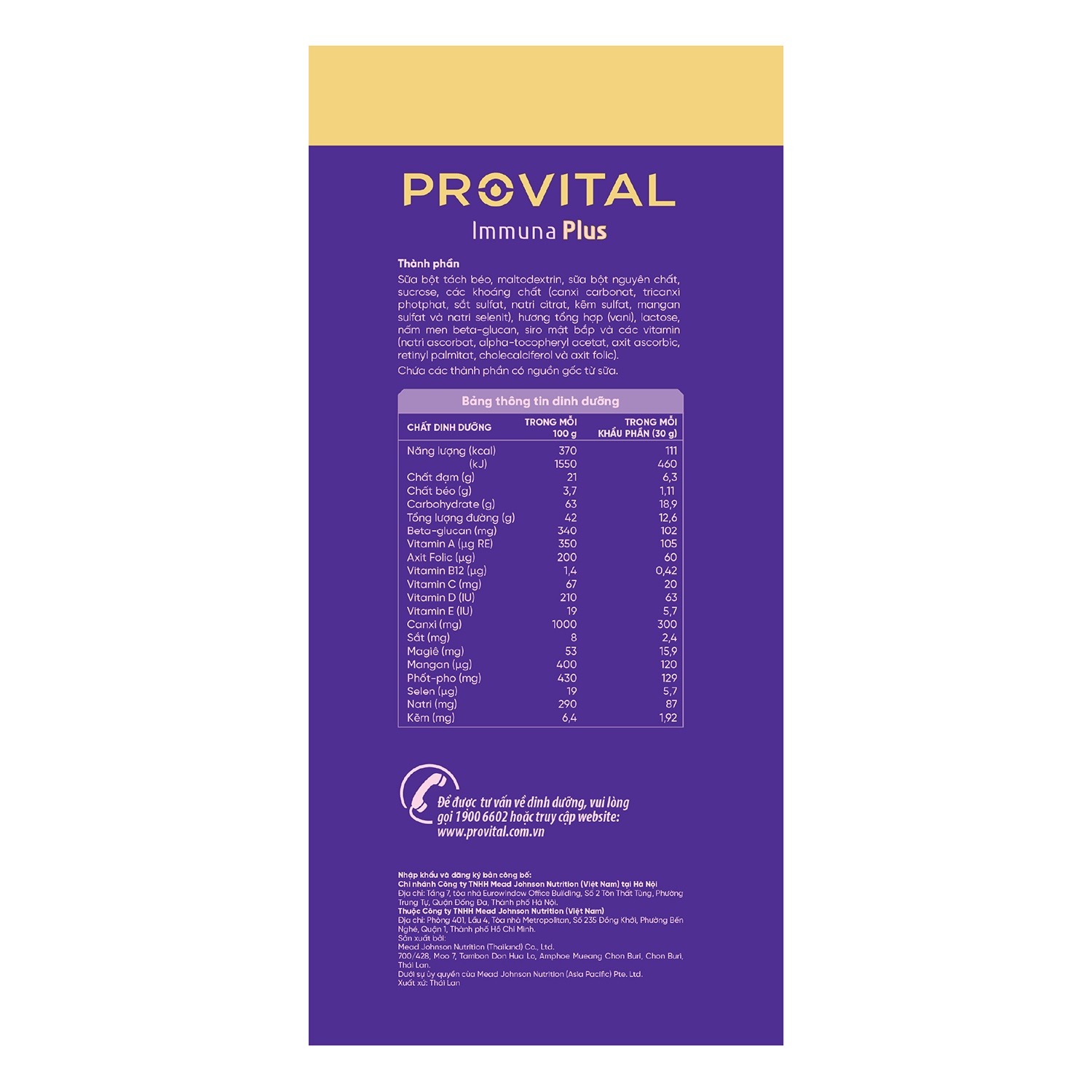 Thực phẩm bổ sung Provital Immuna Plus 960g hình 2