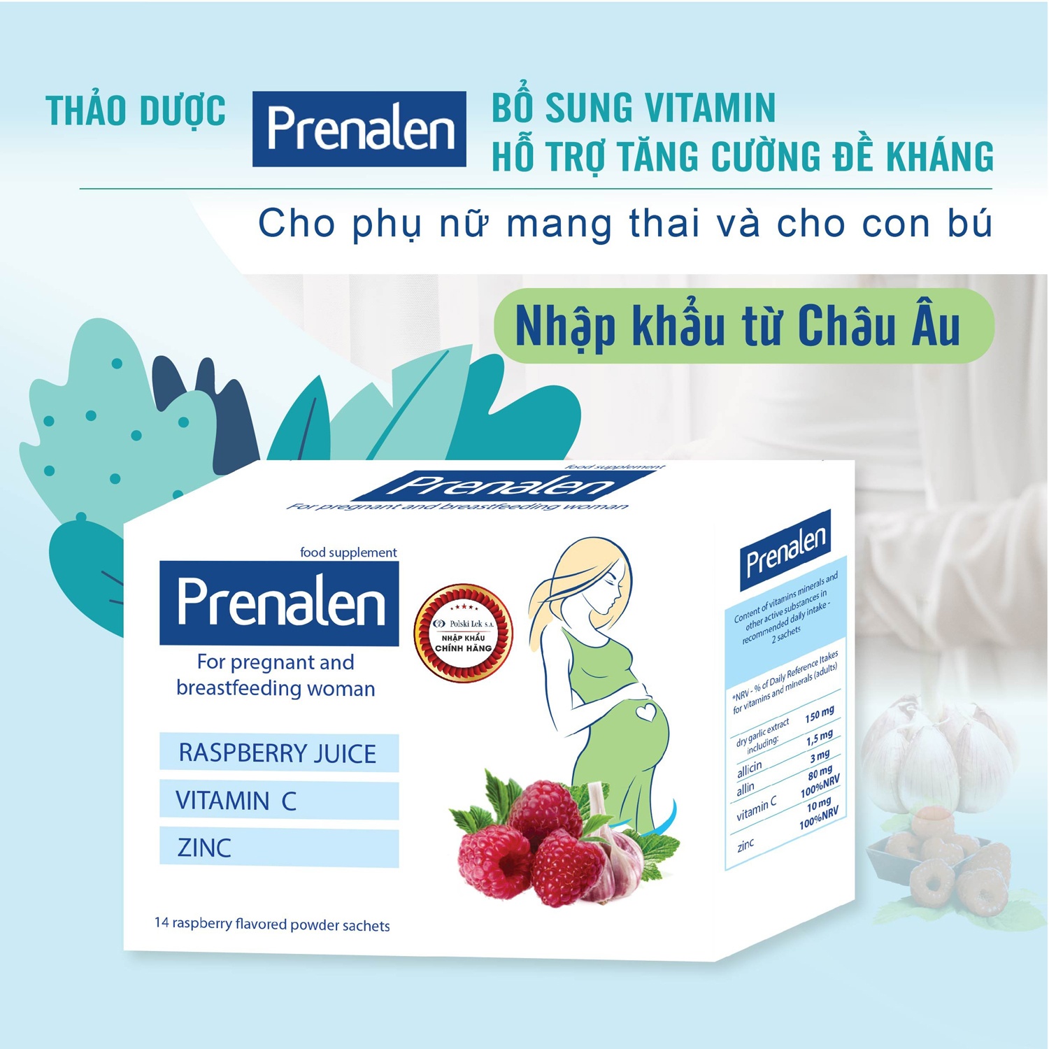 Thực phẩm tăng sức đề kháng cho mẹ bầu Prenalen (14 gói) hình 2