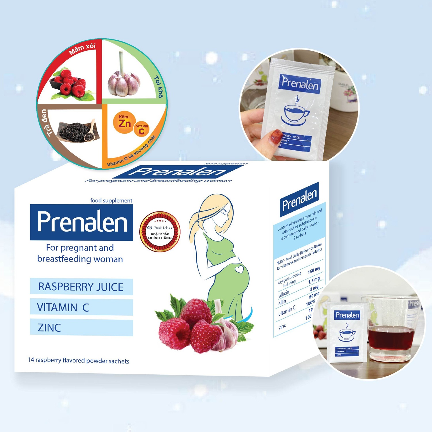 Thực phẩm tăng sức đề kháng cho mẹ bầu Prenalen (14 gói) hình 1