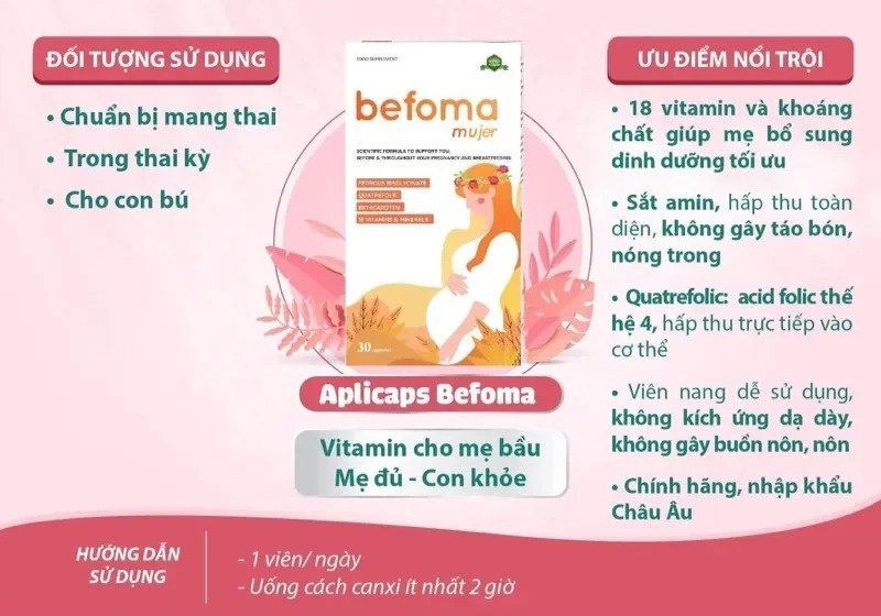 Ưu điêm nổi bật viên uống Vitamin Aplicaps Befoma (30 viên)