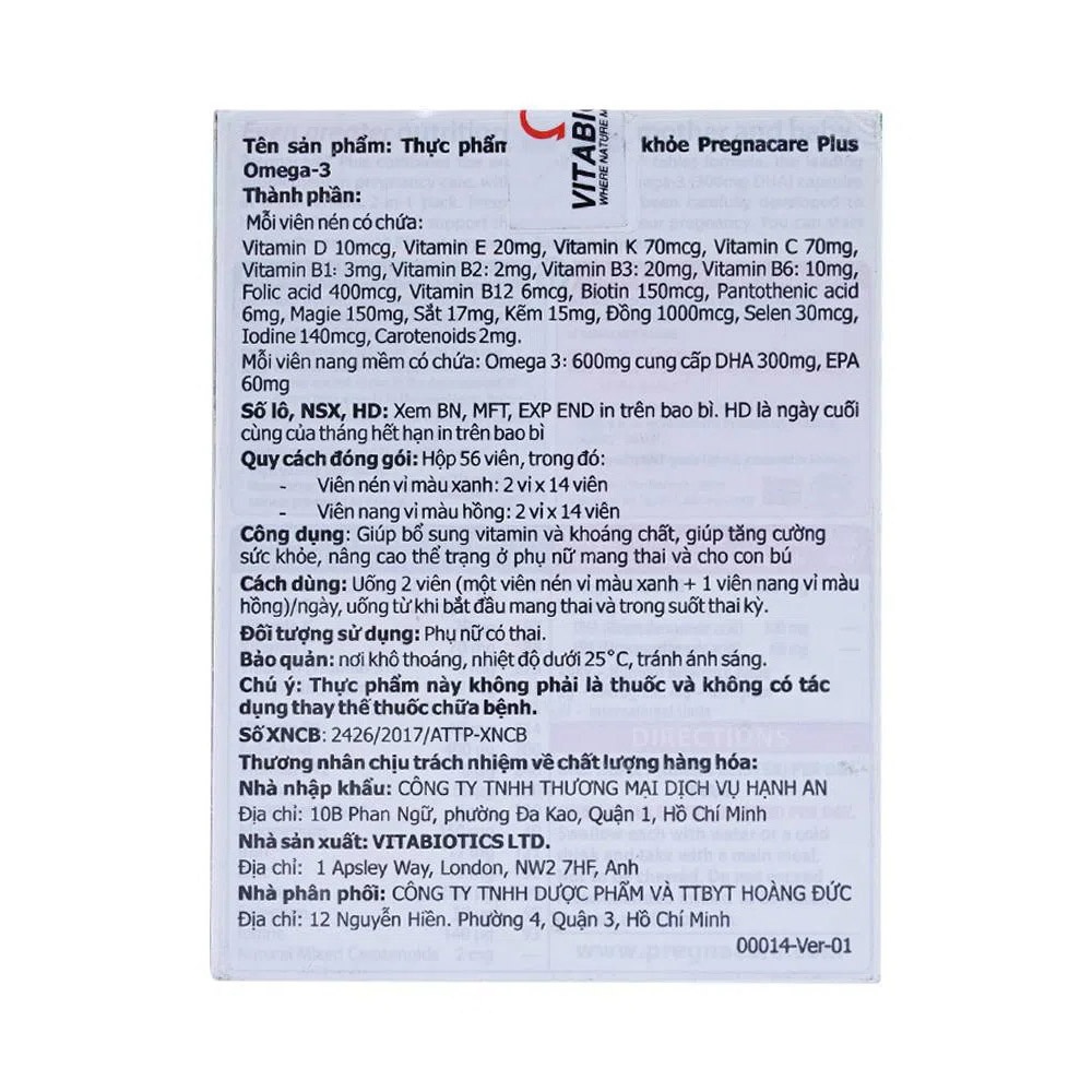 Vitamin mẹ bầu Pregnacare Plus Omega-3 56 viên hình 4