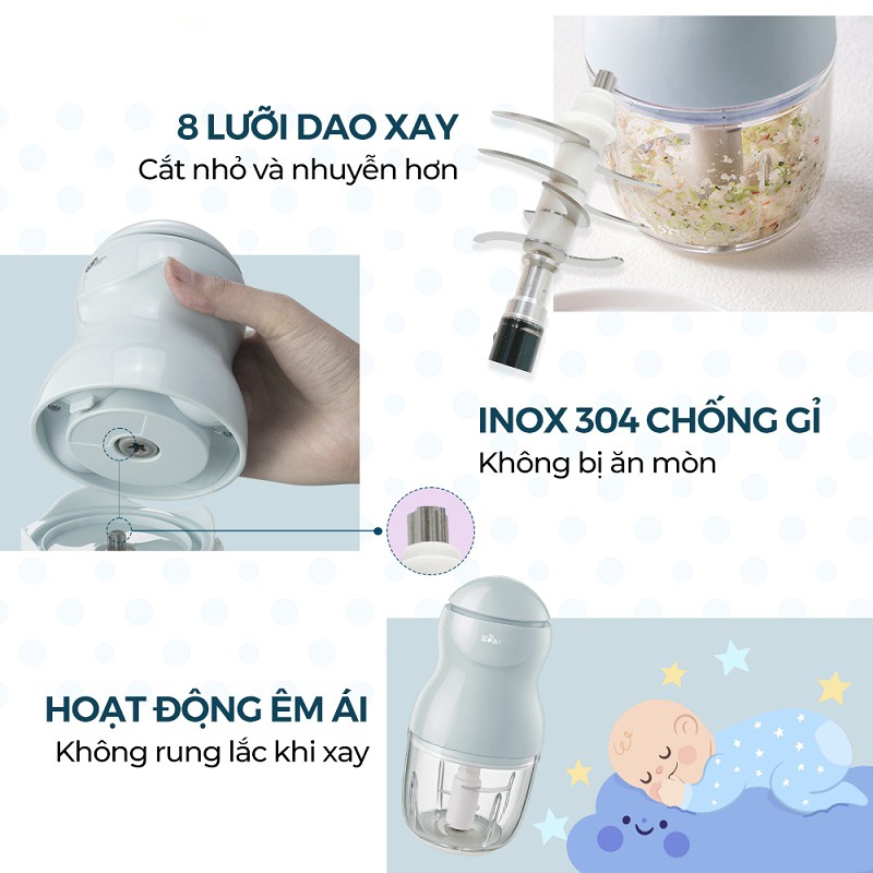 Máy xay ăn dặm Bear 8 lưỡi dao 0,3L B03V8