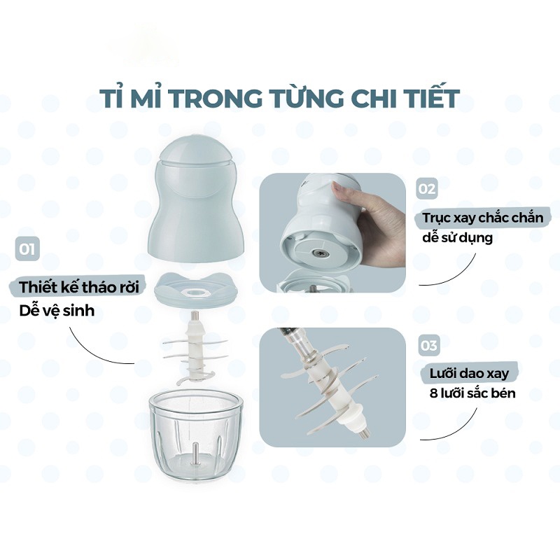 Máy xay ăn dặm Bear 8 lưỡi dao 0,3L B03V8