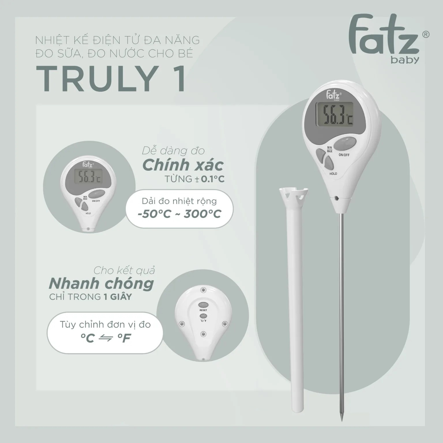 Nhiệt kế điện tử đa năng Truly 1 Fatzbaby