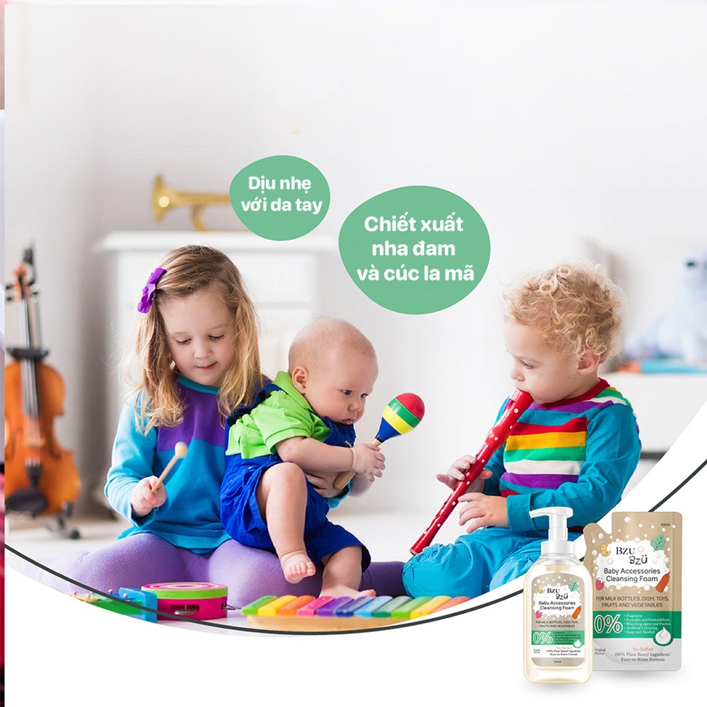 Nước rửa bình tạo bọt hương tự nhiên Bzu Bzu chai 500ml hình 6