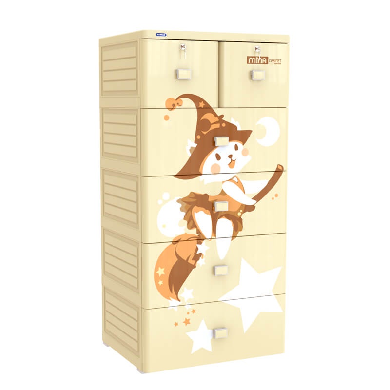 Tủ nhựa Mina Duy Tân 5 tầng 6 ngăn (màu kem) hình 2