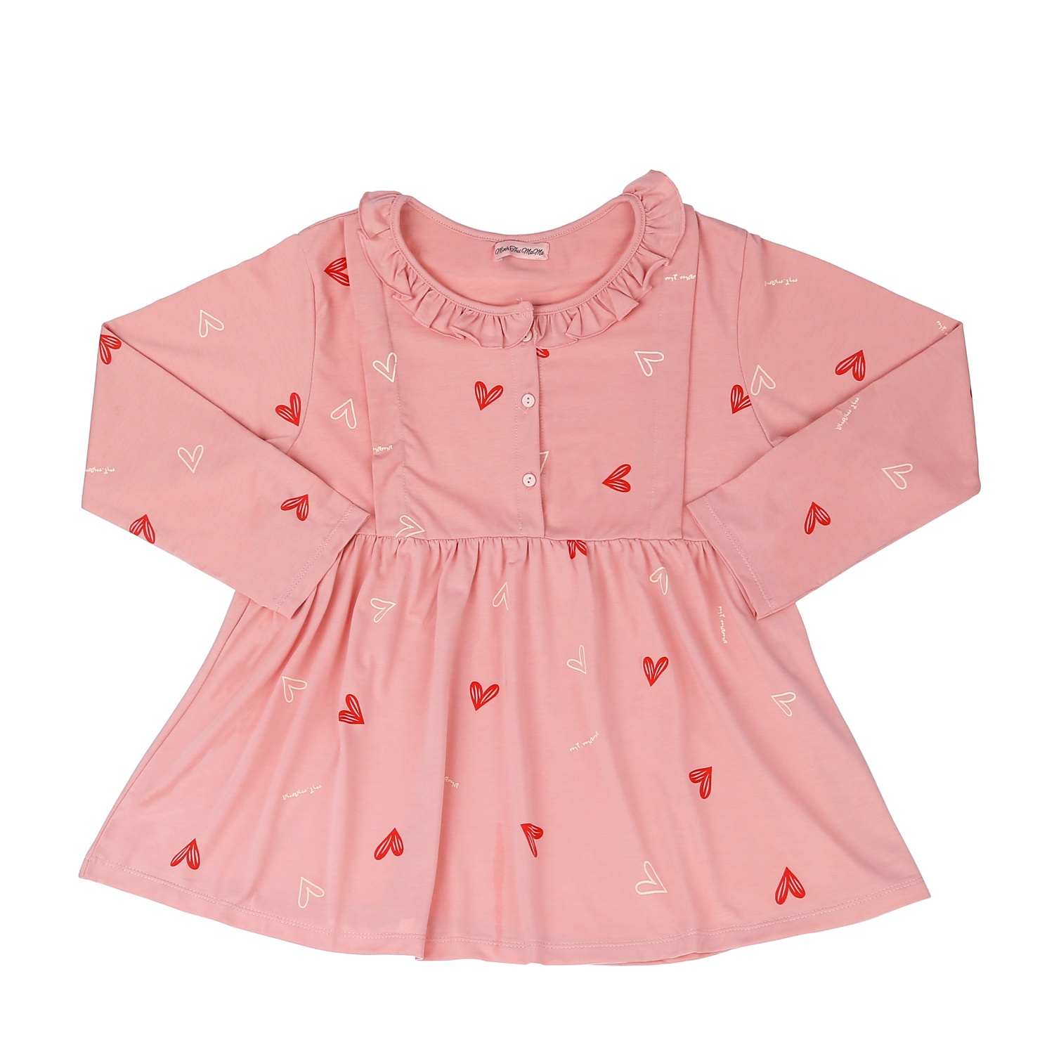 Bộ quần áo bầu sau sinh in hình trái tim cổ bèo M23 hình 2