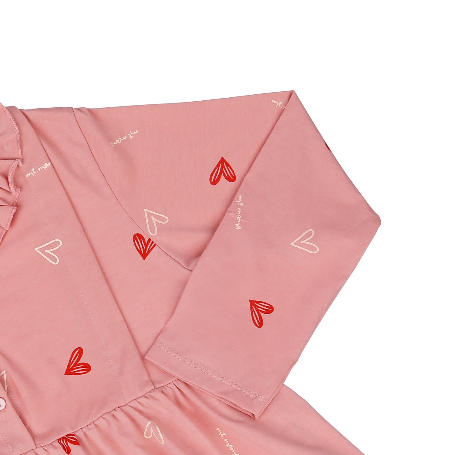 Bộ quần áo bầu sau sinh in hình trái tim cổ bèo M23 hình 3