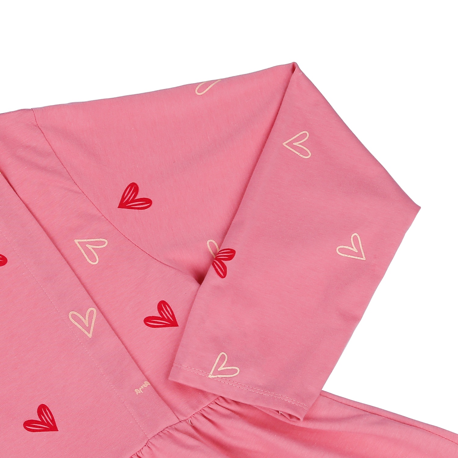 Bộ quần áo bầu sau sinh in hoạ tiết trái tim cổ bèo M23 (Hồng) hình 3