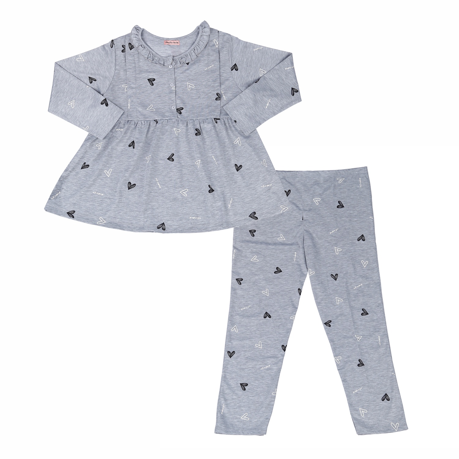 Bộ quần áo sau sinh cho mẹ in Cổ bèo xám M23 hình 1