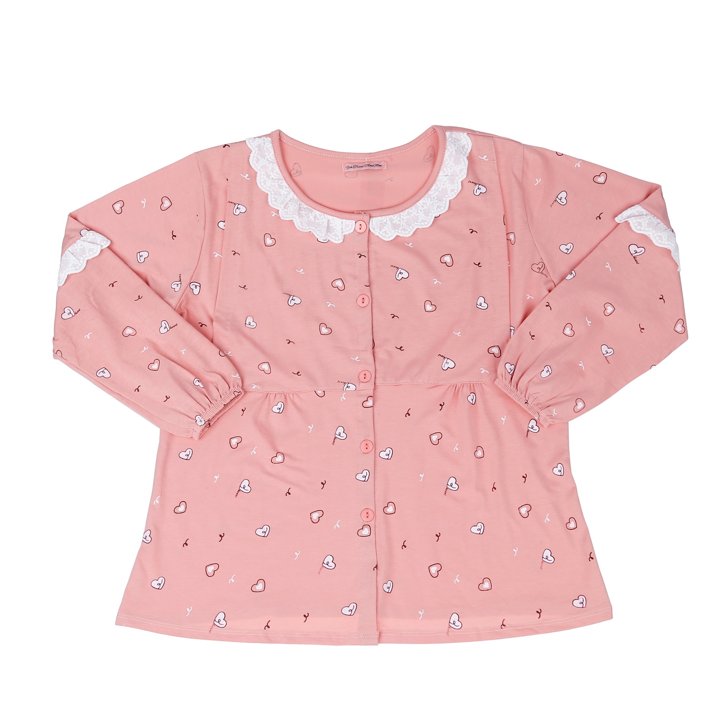 Bộ quần áo sau sinh cho mẹ in Cổ ren tim hồng M23 hình 2