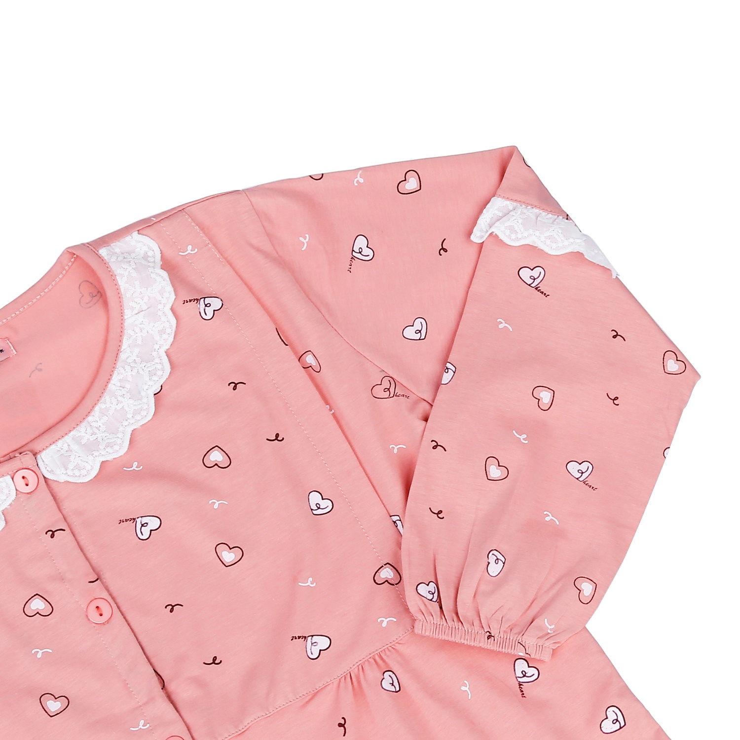 Bộ quần áo sau sinh cho mẹ in Cổ ren tim hồng M23 hình 4