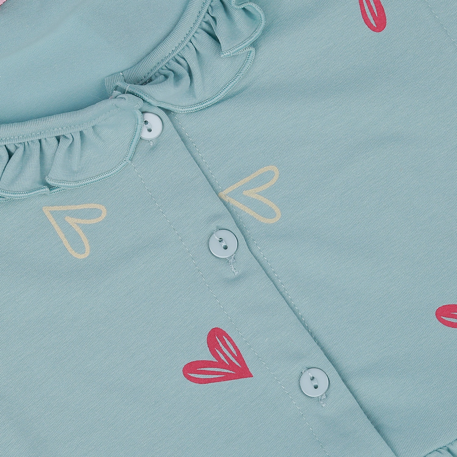 Bộ quần áo sau sinh cho mẹ in họa tiết Trái tim cổ bèo xam lam M23 hình 4