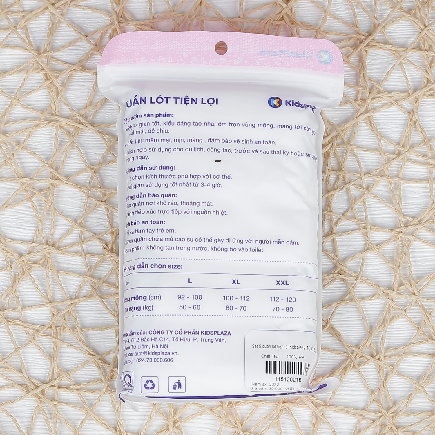 Quần lót giấy thiết kế thông minh, tiện lợi