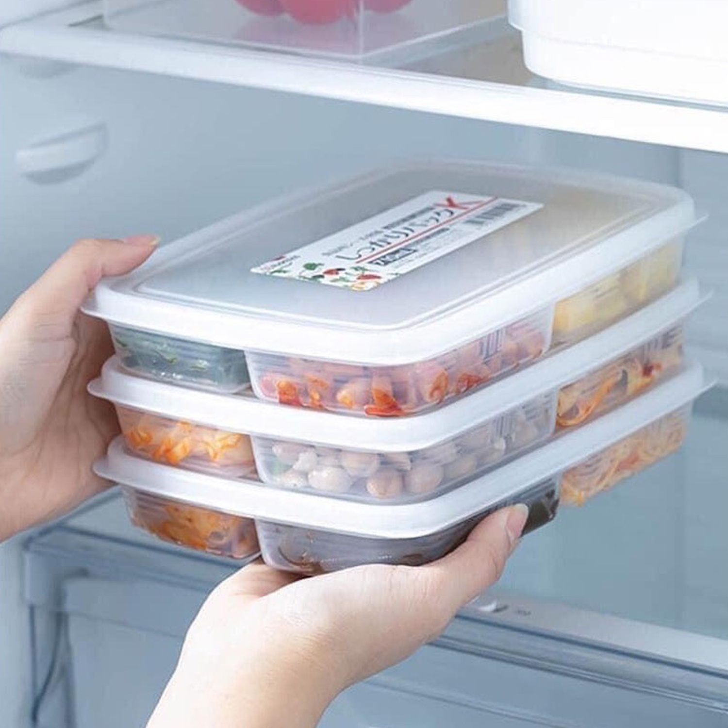 Hộp nhựa đựng thực phẩm Nakaya chia ngăn nắp dẻo (710ml) hình 3