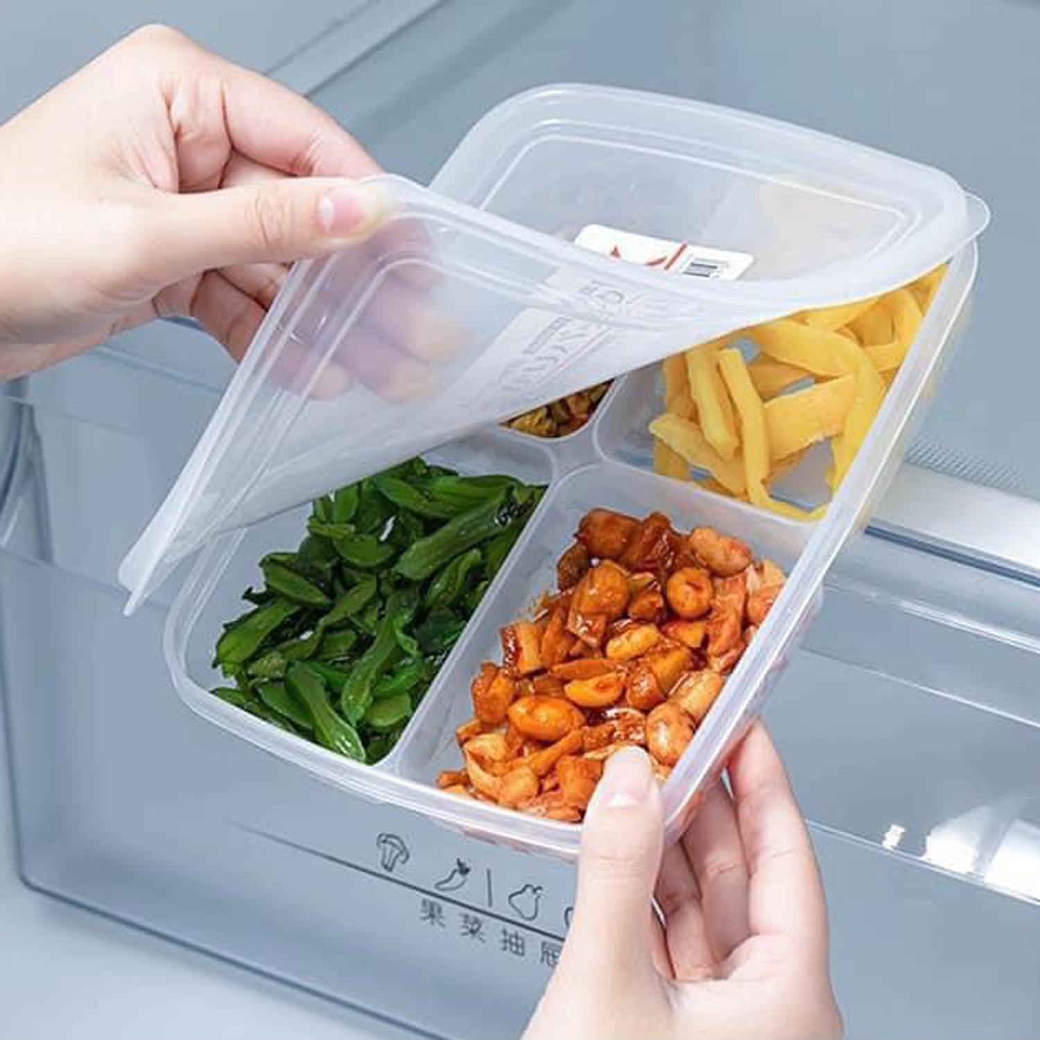 Hộp nhựa đựng thực phẩm Nakaya chia ngăn nắp dẻo (710ml) hình 5