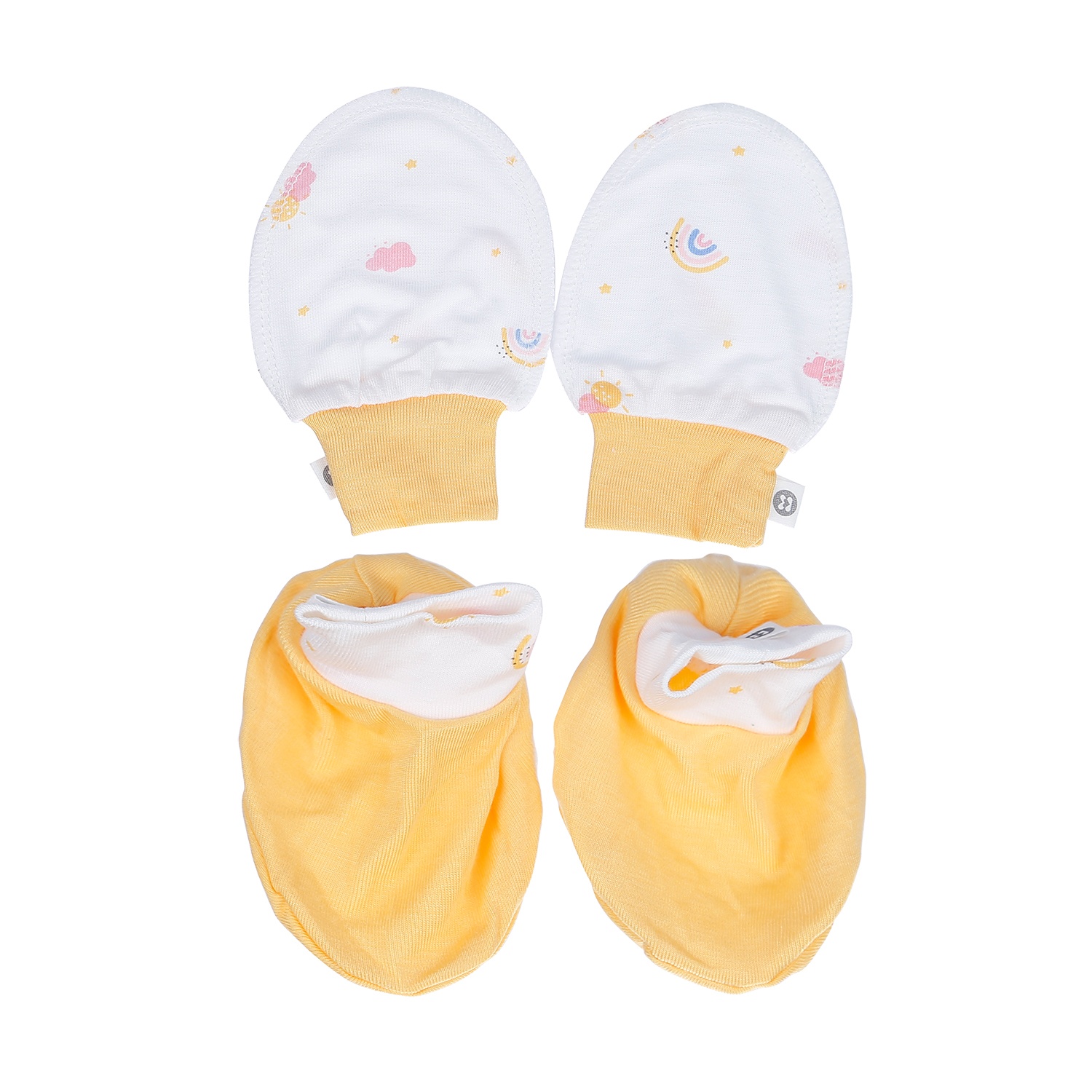 Set bao tay, bao chân kẻ Otis bé gái in hình Mây KidsPlaza ND21H (Trắng Vàng) hình 2