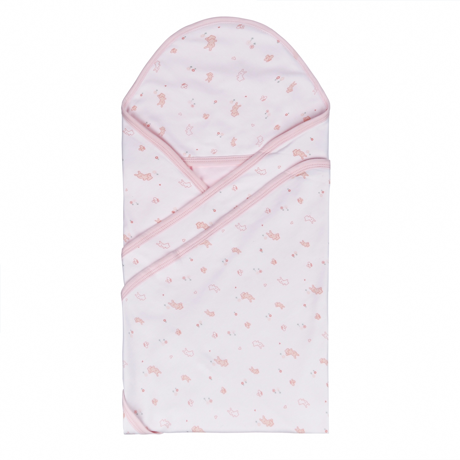 Chăn ủ có mũ in hình họa tiết KidsPlaza 2 lớp BA21 (Trắng-Hồng) hình 1