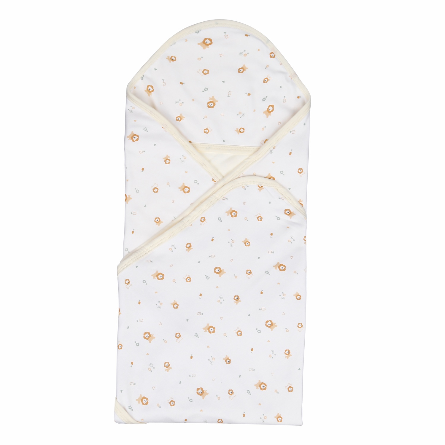 Chăn ủ có mũ in hình họa tiết KidsPlaza 2 lớp BA21 (Trắng-Vàng) hình 1