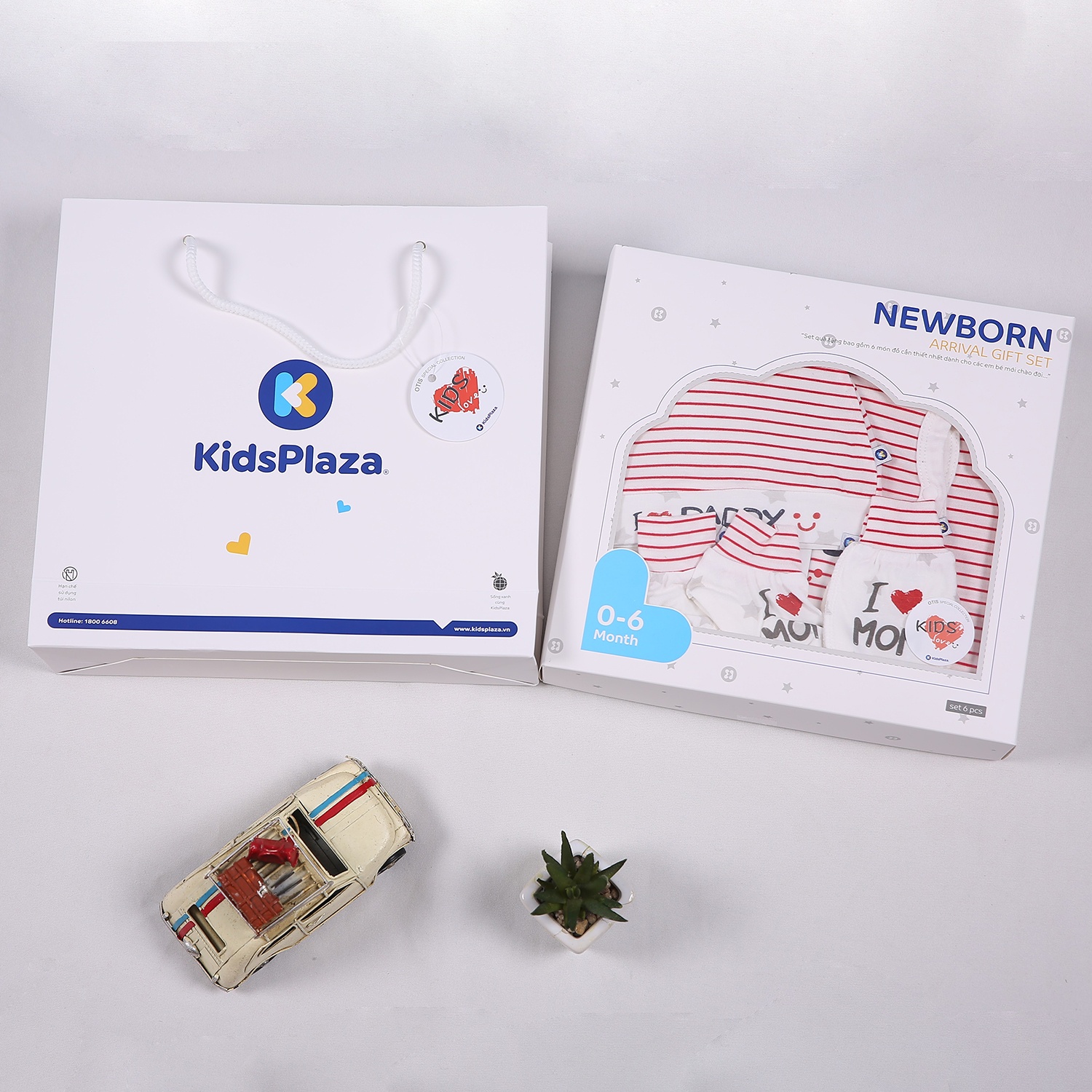 Set quà tặng Otis kẻ ngang KidsPlaza ND21H (Trắng) hình 2