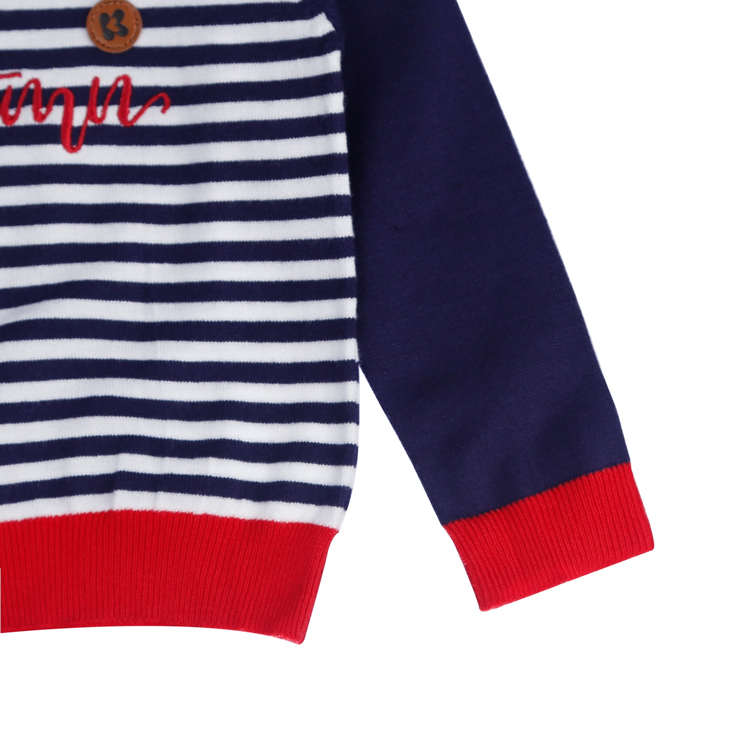 Áo len bé trai dài tay Hello kẻ ngang KidsPlaza ND21D (Tím Than) hình 3