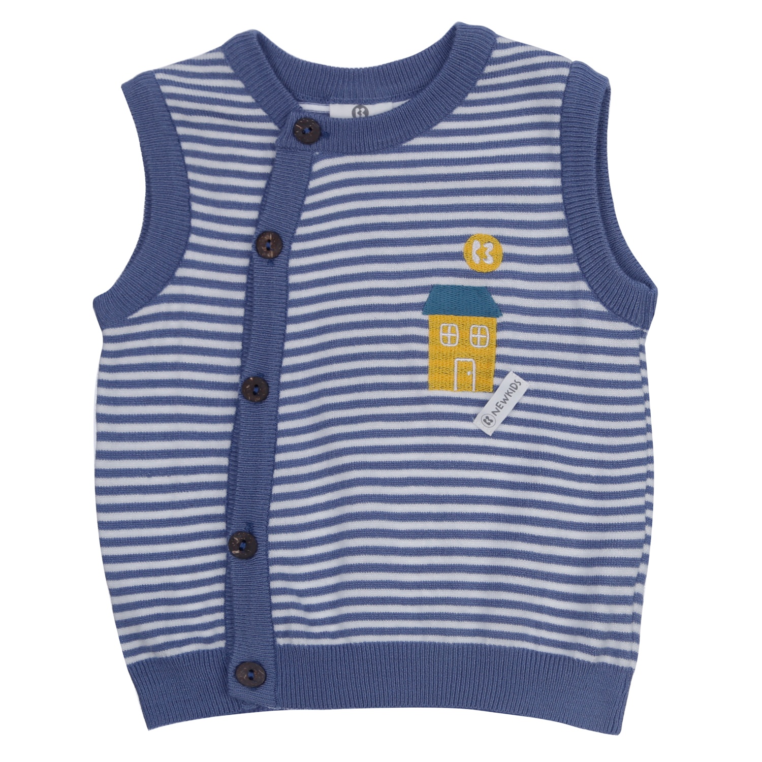 Áo len gile Hello kẻ xanh bé trai KidsPlaza ND21D (Xanh) hình 1