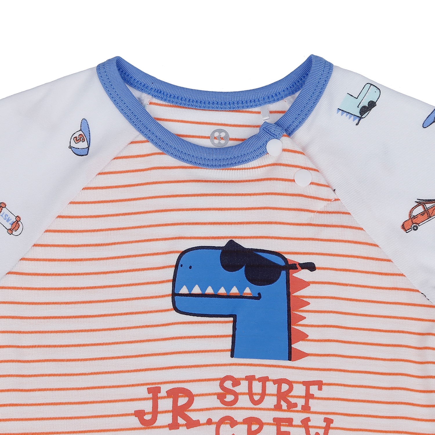 Bộ body đùi Otis KidsPlaza cho bé trai in hình Khủng Long ND21H (Trắng - Kẻ Cam) hình 2