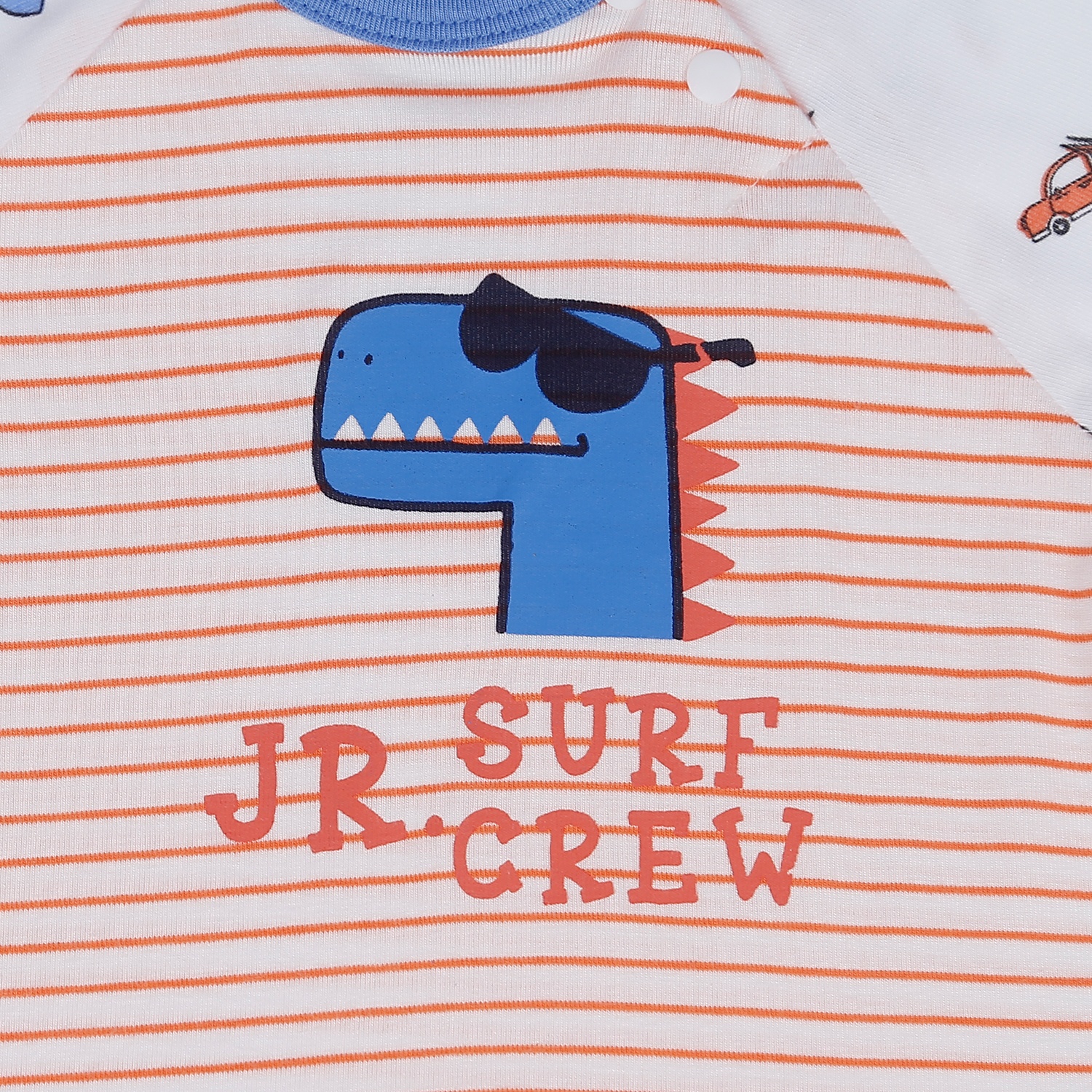 Bộ body đùi Otis KidsPlaza cho bé trai in hình Khủng Long ND21H (Trắng - Kẻ Cam) hình 5