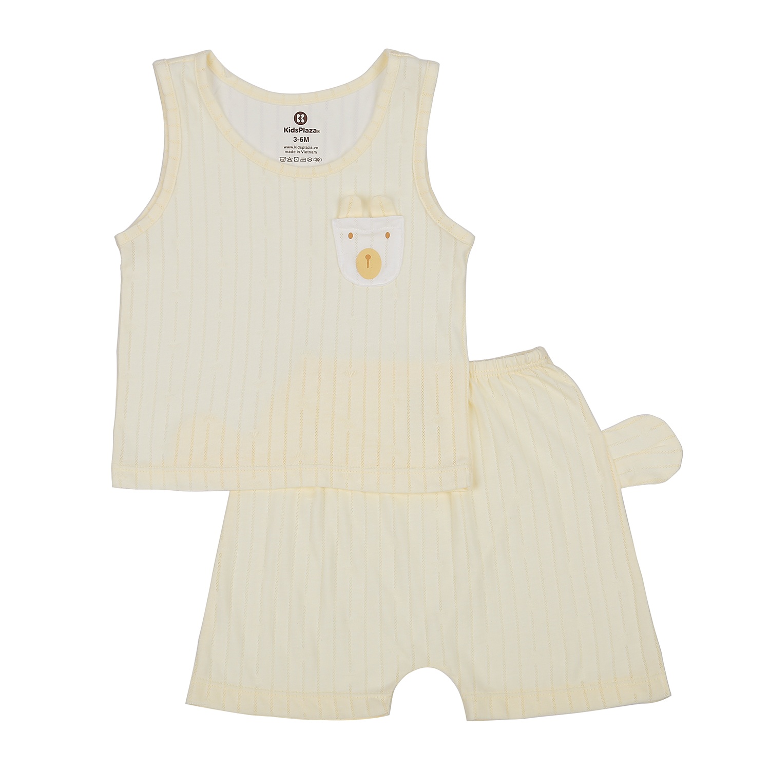 Bộ quần áo ba lỗ KidsPlaza túi gấu ngực HN21H (Vàng) hình 1