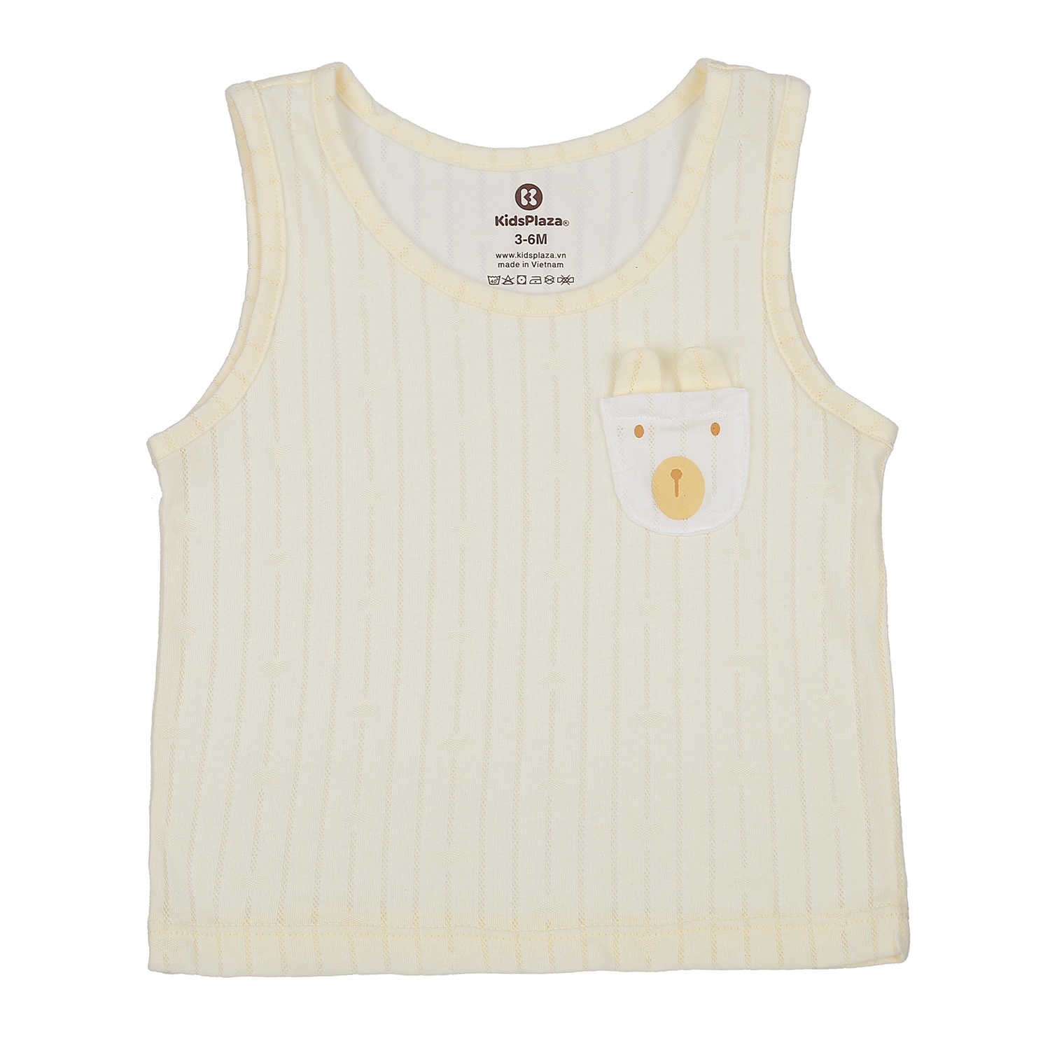 Bộ quần áo ba lỗ KidsPlaza túi gấu ngực HN21H (Vàng) hình 2