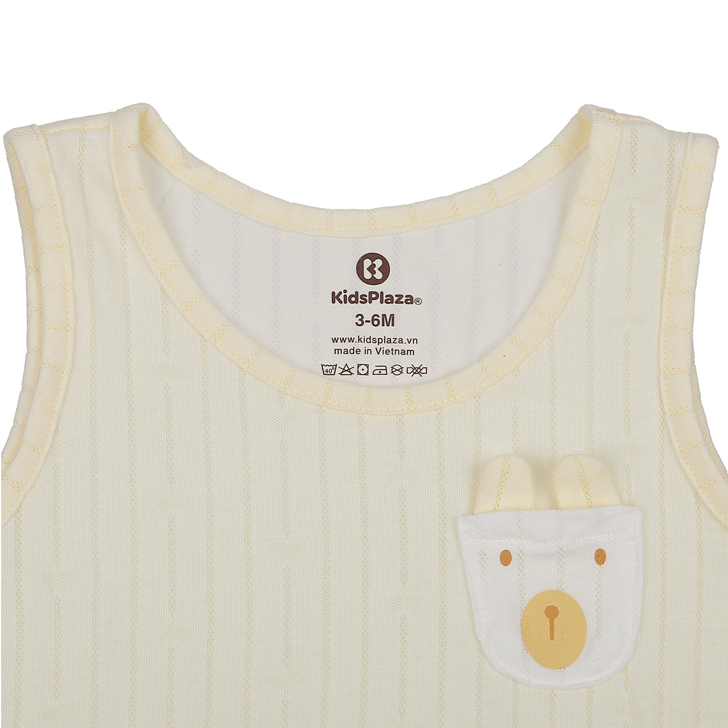 Bộ quần áo ba lỗ KidsPlaza túi gấu ngực HN21H (Vàng) hình 3