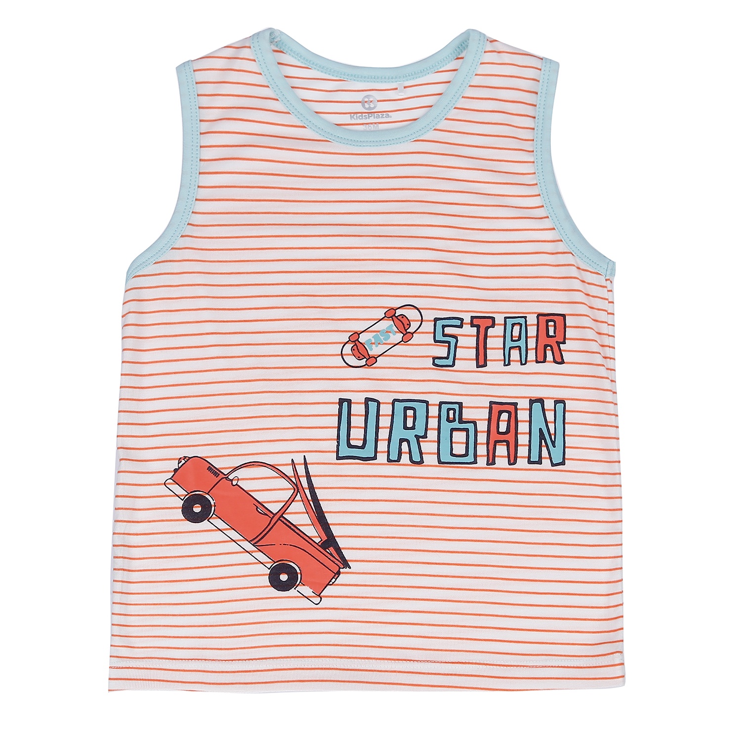 Bộ quần áo ba lỗ Otis kẻ bé trai KidsPlaza ND21H (Cam Xanh) hình 2