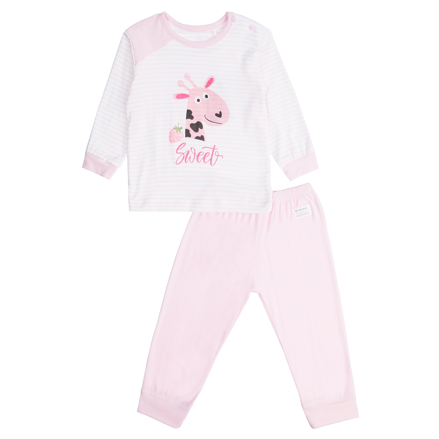 Bộ quần áo bé gái dài tay cài vai Otis KidsPlaza ND21T (Trắng Hồng) hình 1