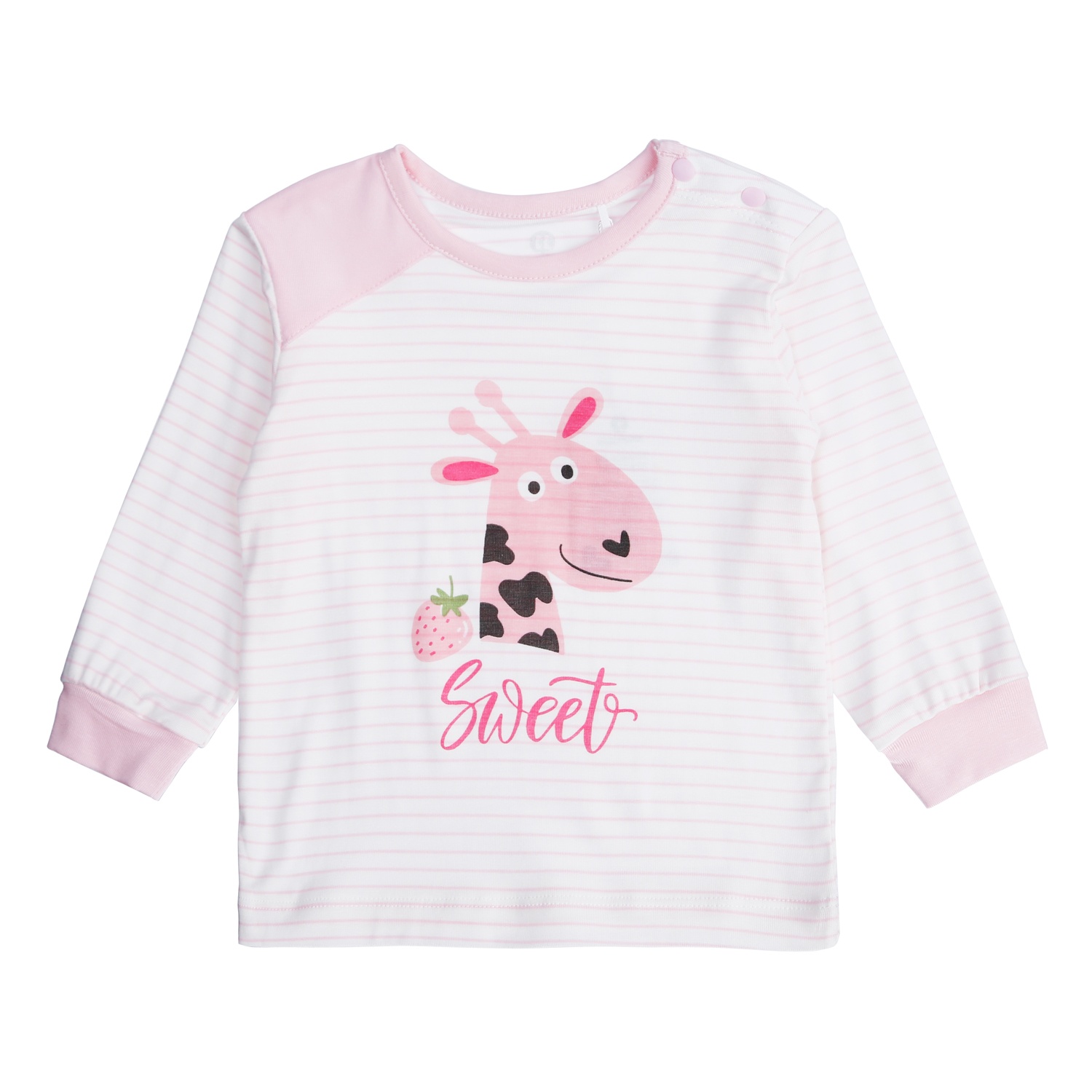 Bộ quần áo bé gái dài tay cài vai Otis KidsPlaza ND21T (Trắng Hồng) hình 2