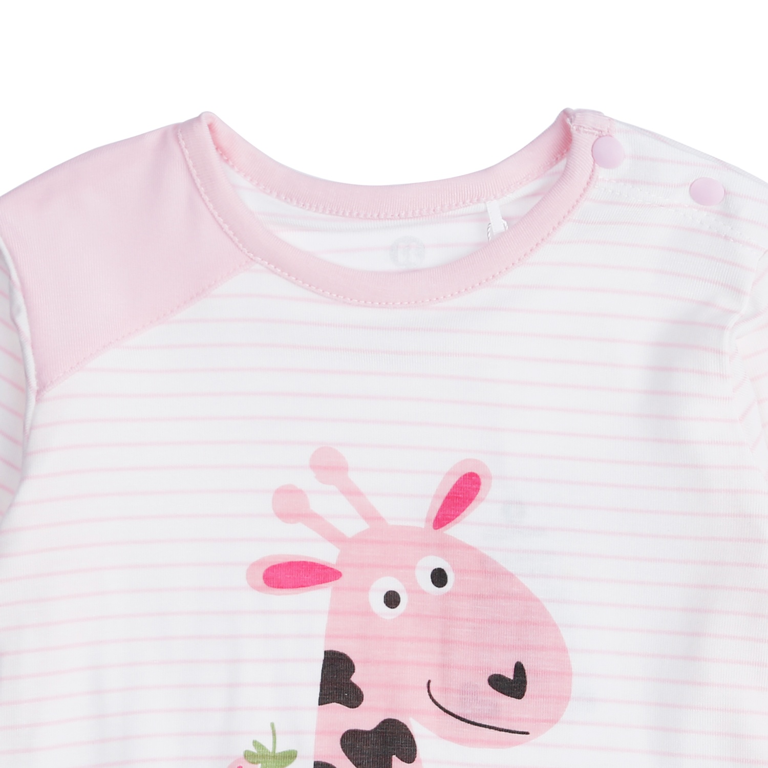 Bộ quần áo bé gái dài tay cài vai Otis KidsPlaza ND21T (Trắng Hồng) hình 3