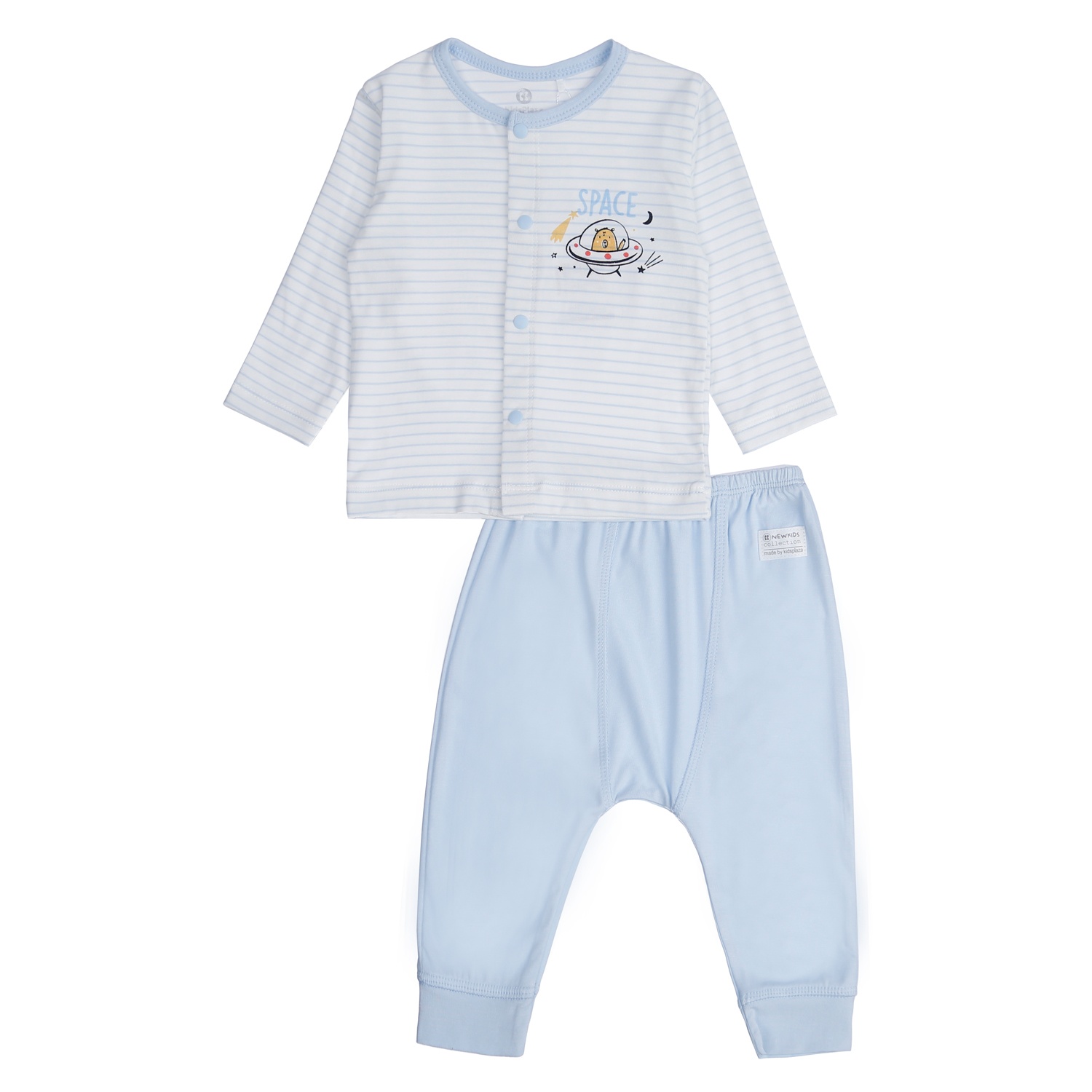 Bộ quần áo bé trai dài tay cài giữa Otis KidsPlaza ND21T (Trắng Xanh) hình 1