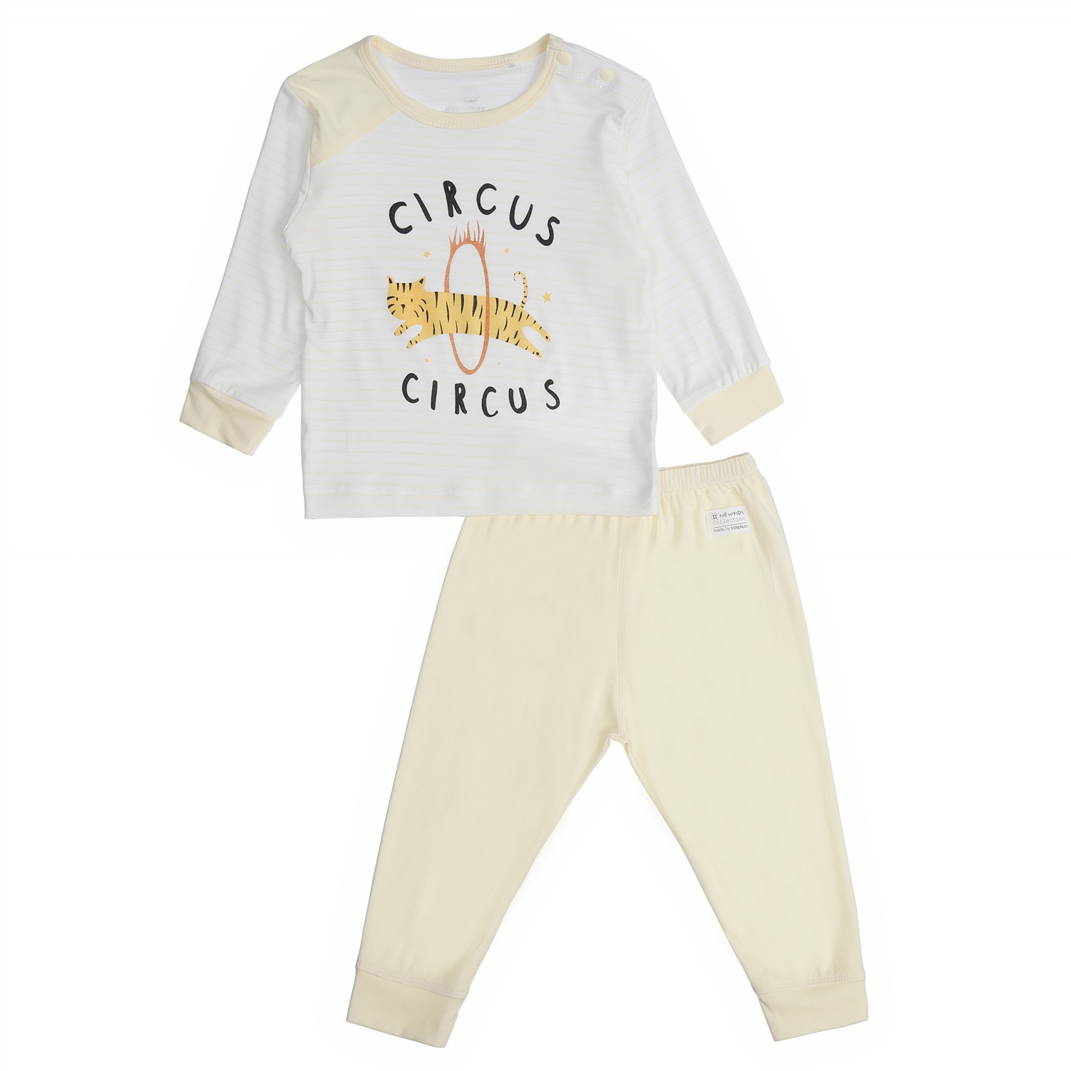 Bộ quần áo bé trai dài tay cài vai Otis KidsPlaza ND21T (Trắng Vàng) hình 1