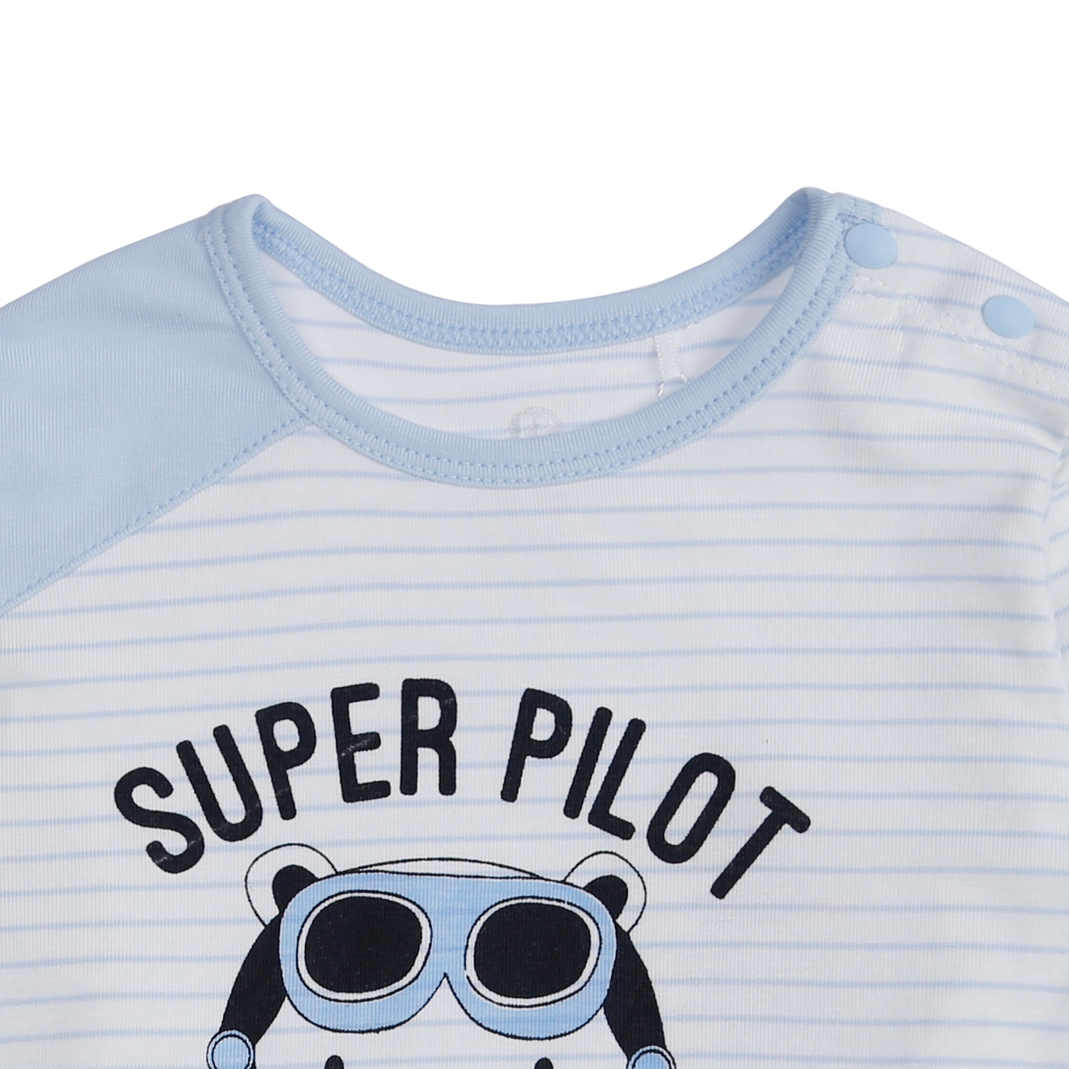 Bộ quần áo bé trai dài tay cài vai Otis KidsPlaza ND21T (Trắng Xanh) hình 3